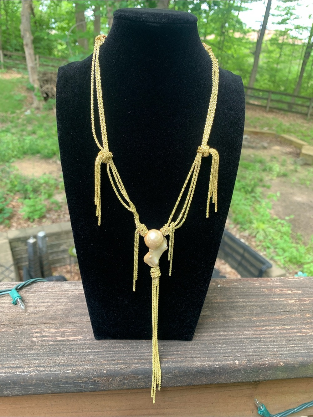 NWOT Nakamol Gold-Tone Lariat Necklace with Pearl Accent